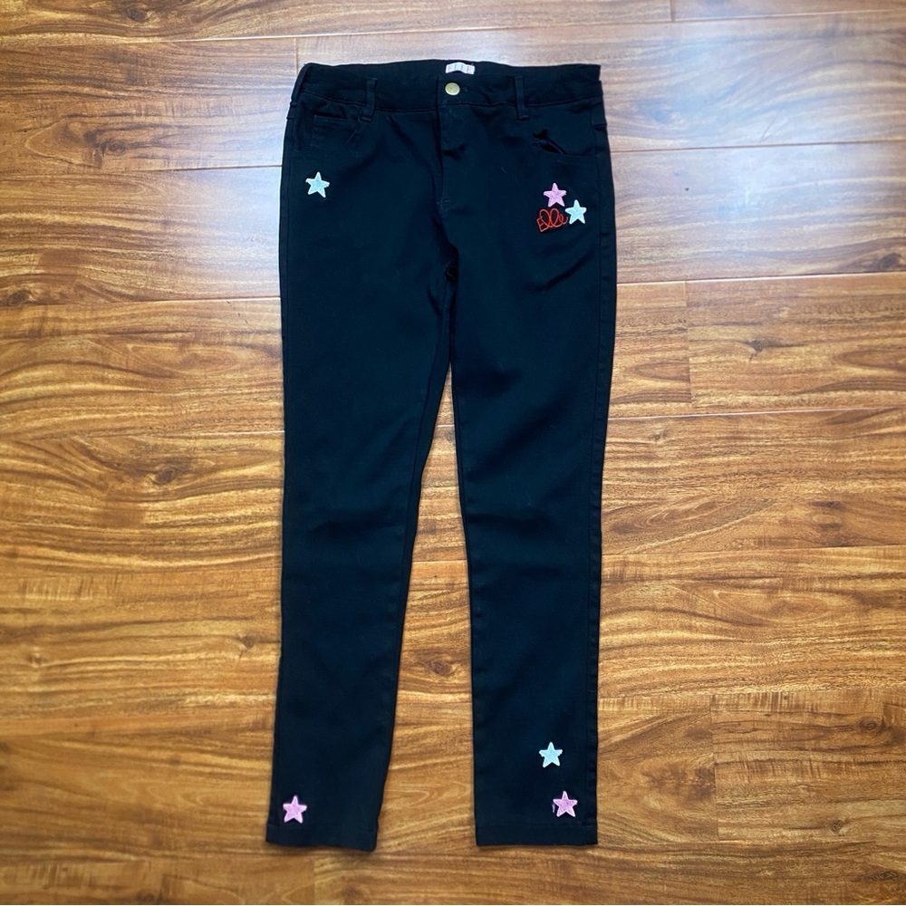 3/$25 Elle Girls Black Star Embroidered Skinny Pants Size 10 Casual Streetwear
